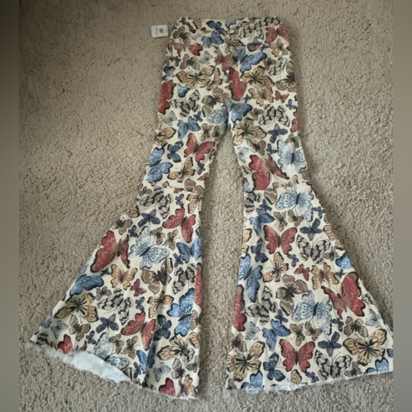 Free People Just Float Butterfly-Print Flared Pants Size 28 New! - Picture 2 of 6